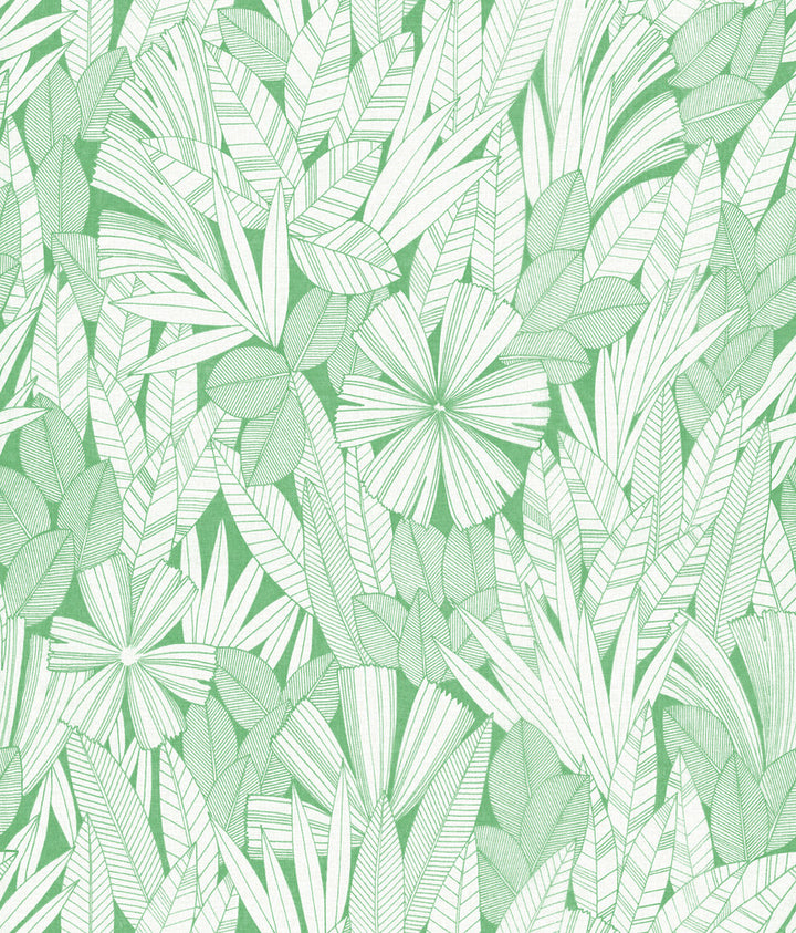 Bannon Green Leaves Wallpaper by A-Street Prints Happy Covers about 56.4 square feet 20.5-in by 33-ft long roll Unpasted 24 - Fabric Carolina -