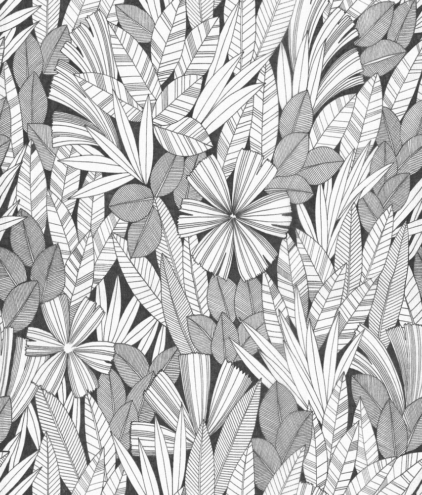 Bannon Black Leaves Wallpaper by A-Street Prints Happy Covers about 56.4 square feet 20.5-in by 33-ft long roll Unpasted 24 - Fabric Carolina -