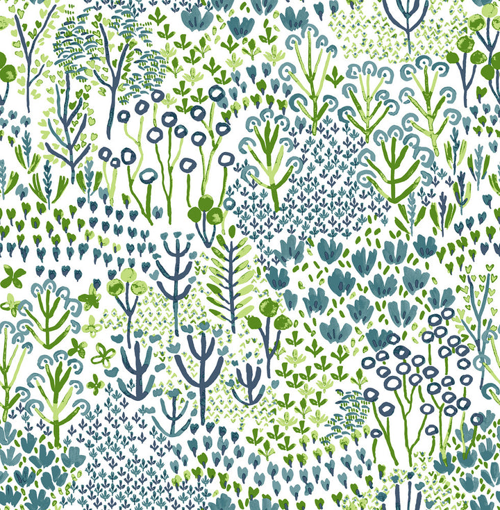Chilton Teal Wildflowers Wallpaper by A-Street Prints Happy Covers about 56.4 square feet 20.5-in by 33-ft long roll Unpasted 20.9 - Fabric Carolina -