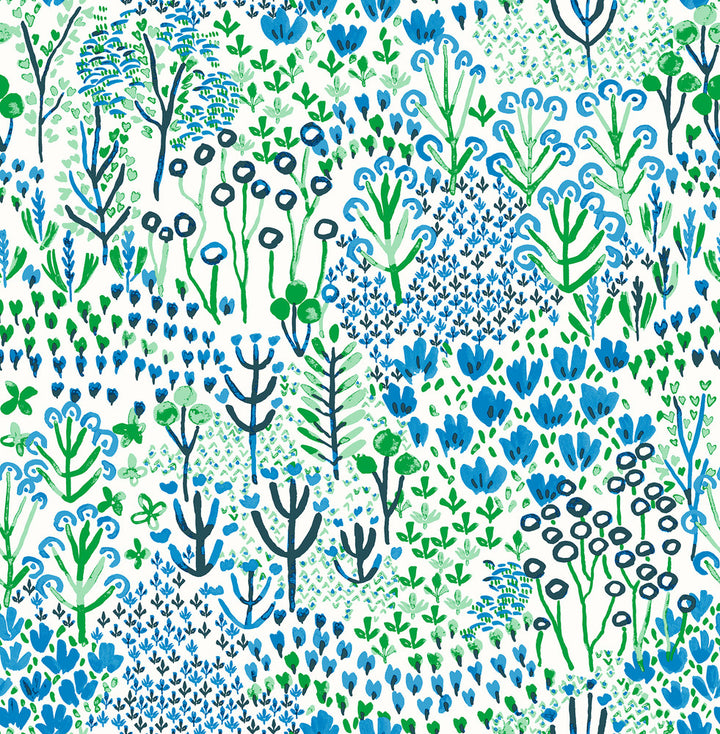 Chilton Blue Wildflowers Wallpaper by A-Street Prints Happy Covers about 56.4 square feet 20.5-in by 33-ft long roll Unpasted 20.9 - Fabric Carolina -