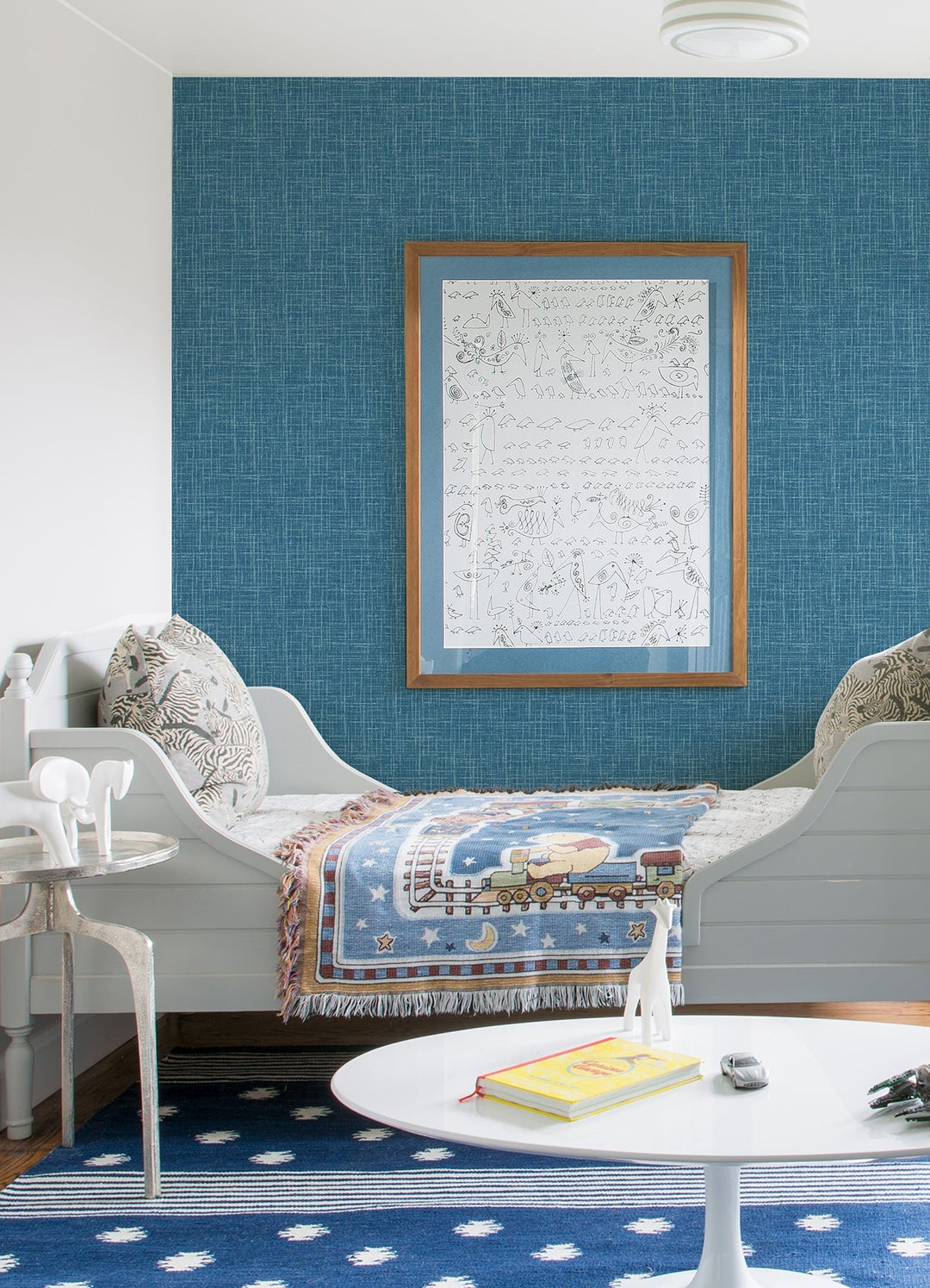 Emerson Teal Faux Linen Wallpaper by A-Street Prints Designer