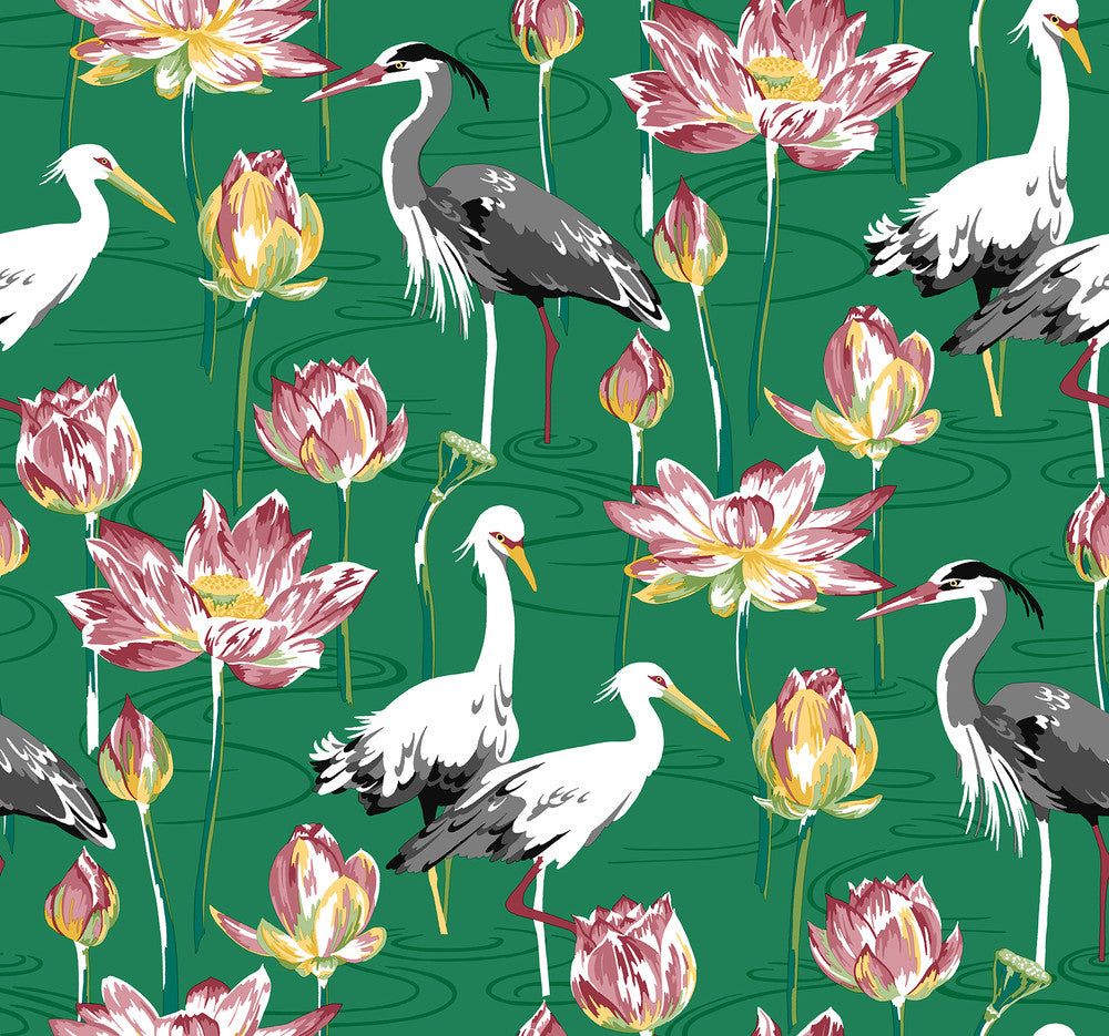 Barton Green Heron Wallpaper by A-Street Prints Happy Covers about 60.8 square feet 27-in by 27-ft long roll Unpasted 25.25 - Fabric Carolina -
