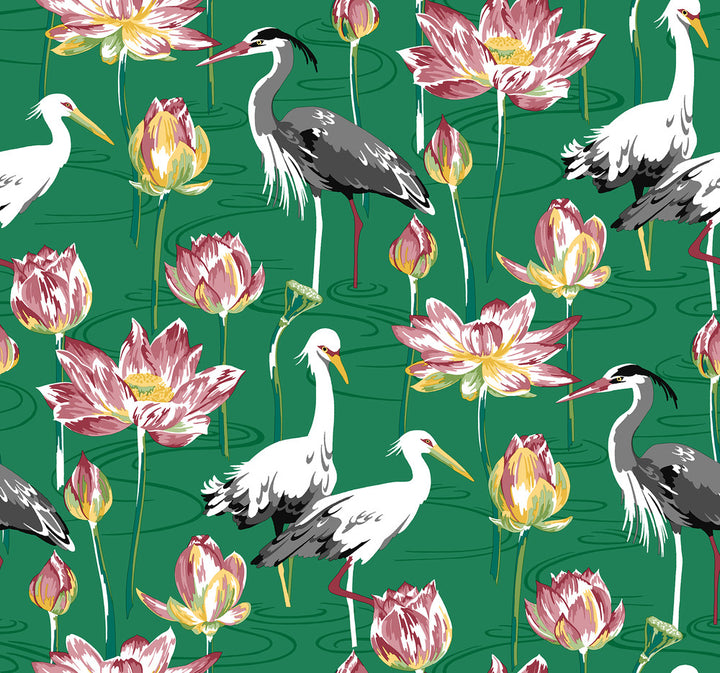 Barton Green Heron Wallpaper by A-Street Prints Happy Covers about 60.8 square feet 27-in by 27-ft long roll Unpasted 25.25 - Fabric Carolina -