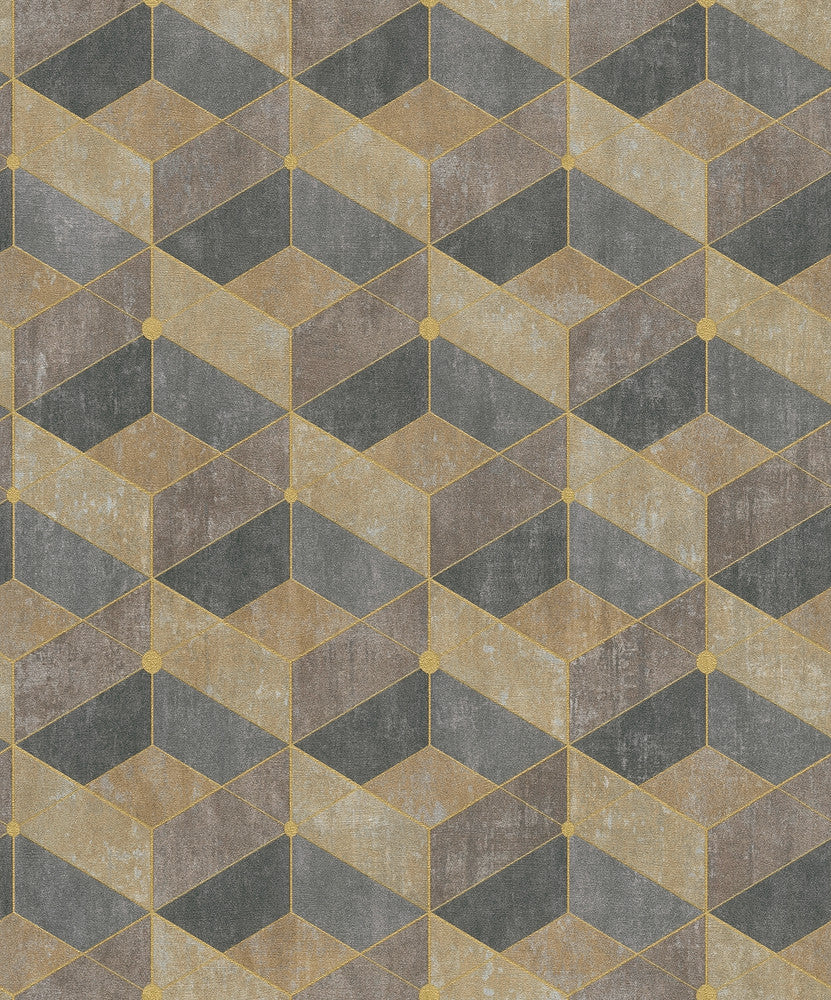 Muir Neutral Geo Wallpaper by Advantage Titanium Covers about 57.5 square feet 20.9-in by 33-ft long roll Unpasted 8.3 - Fabric Carolina -