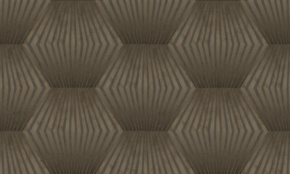 Lehnmann Coffee Geo Wallpaper by Advantage Titanium Covers about 57.5 square feet 20.9-in by 33-ft long roll Unpasted 12.6 - Fabric Carolina -