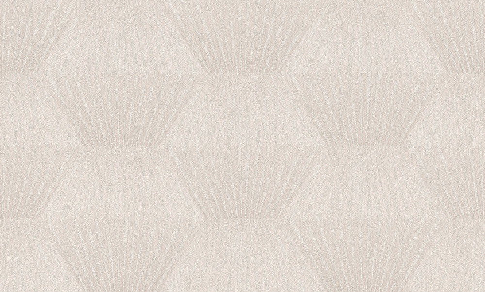 Lehnmann Cream Geo Wallpaper by Advantage Titanium Covers about 57.5 square feet Germany Unpasted 12.6-in repeat, straight match 20.9-in by 33-ft long roll - Fabric Carolina -