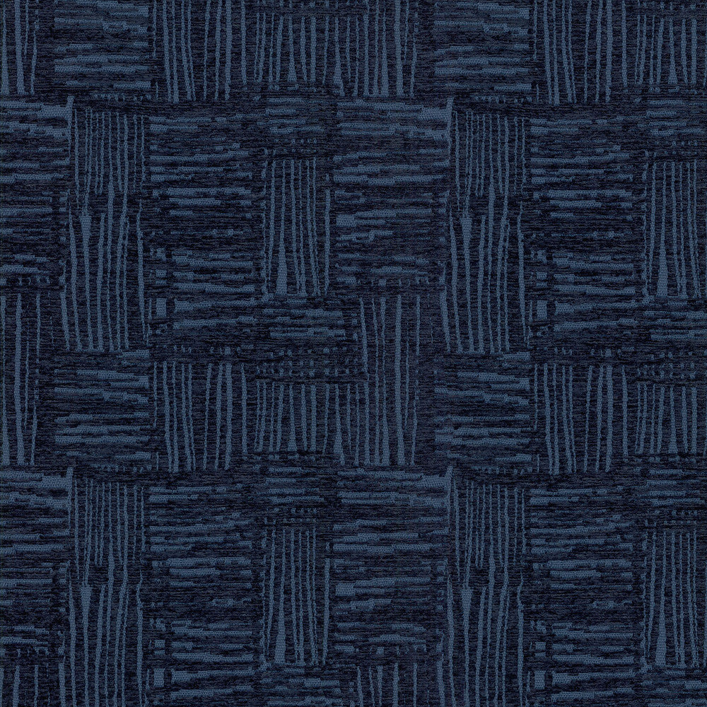 Crosshatch Indigo 408225 by PKL Studio Fabric SIMPLY SAID I Face:100% Polyester Back:100% Latex CHINA Wyzenbeek 40,000 Horizontal: 7.00" and Vertical: 7.00" 54" - Fabric Carolina -