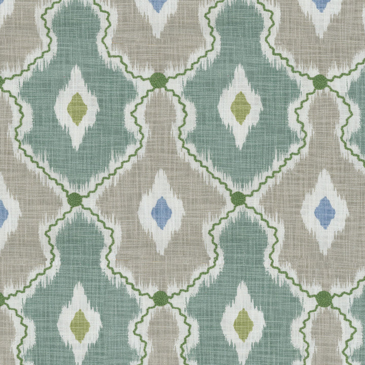 Ikat Stitchery Mist 408461 by PKL Studio Fabric - BASE: 100% COTTON, EMB: 100% COTTON INDIA 18000 Horizontal: 13.5 and Vertical: 8.75 55 - Fabric Carolina -