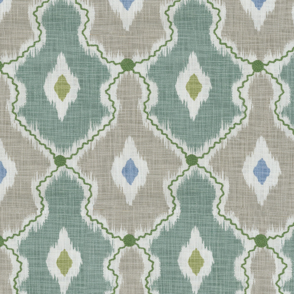Ikat Stitchery Mist 408461 by PKL Studio Fabric - 100%Cotton Embroid:100%Cotton INDIA 18000 Horizontal: 13.5 and Vertical: 8.75 55 - Fabric Carolina -