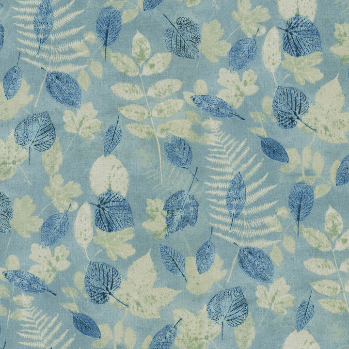 Od Farmhouse Leaf Chambray 408570 by PKL Studio Fabric - 100% Spun Polyester PAKISTAN Horizontal: 13.5 and Vertical: 25.25 54 - Fabric Carolina -