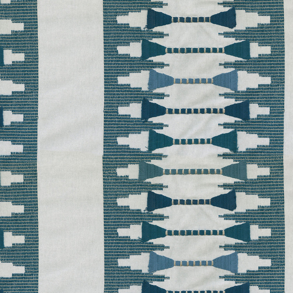 Le Souk Emb Lapis 408822 by PKL Studio Fabric - Base: 100% Cotton Emb: 60% Cotton 40% Polyester India 51000 Horizontal: 14.5 and Vertical: 12.25 57" Base 51" emb. - Fabric Carolina -