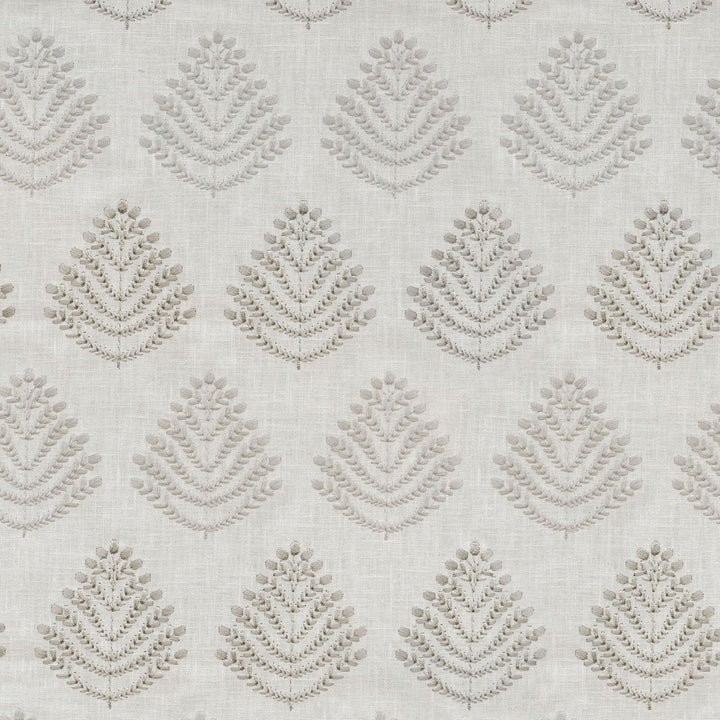 Royal Fern Emb Silver 408842 by PKL Studio Fabric - Base: 52% Polyester 48% Cotton Emb: 50% Polyester 50% Rayon India 51000 Horizontal: 3.13 and Vertical: 6 Base: 54" Emb: 51" - Fabric Carolina -