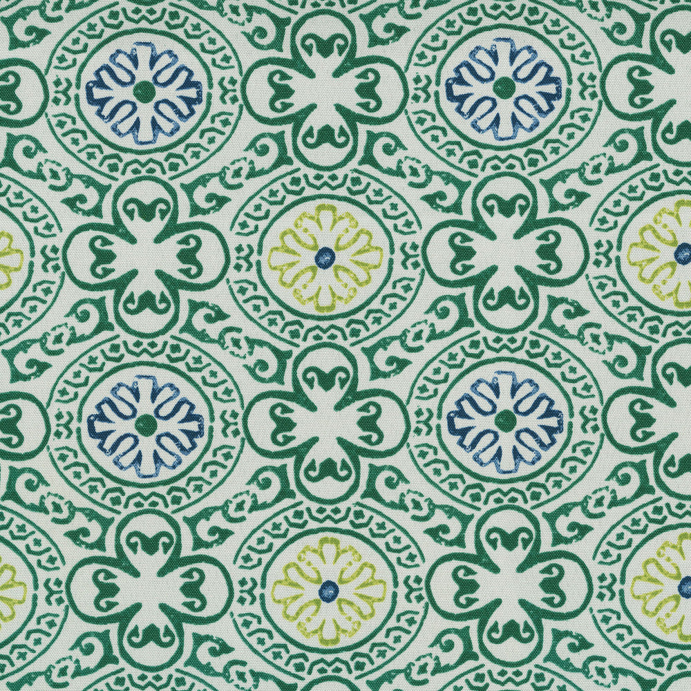 Bali Block Print Hunter 408910 by PKL Studio Outdoor Fabric - 100% Spun Polyester Pakistan 51000 Horizontal: 6.75 and Vertical: 6.31 54 - Fabric Carolina -