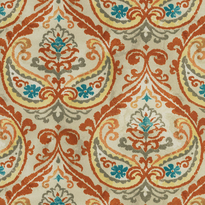 Summer Medallion Terra Cotta 408922 by PKL Studio Outdoor Fabric - 100% Spun Polyester Pakistan 51000 Horizontal: 6.75 and Vertical: 12.63 54 - Fabric Carolina -