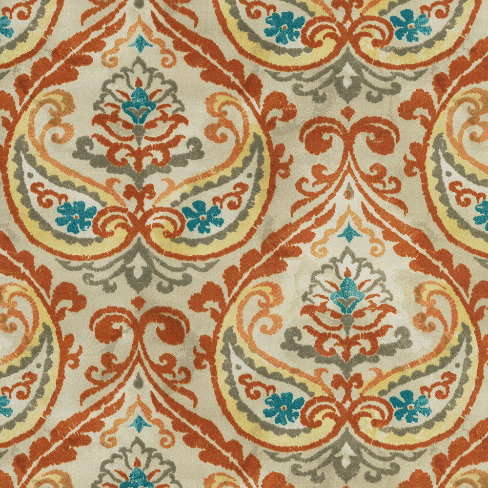 Summer Medallion Terra Cotta 408922 by PKL Studio Outdoor Fabric - 89% POLYESTER 11% RAYON Pakistan 51000 Horizontal: 6.75 and Vertical: 12.63 54 - Fabric Carolina -