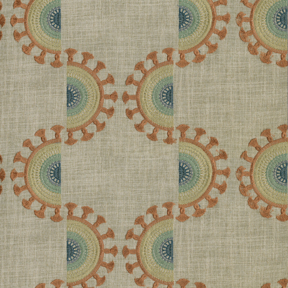 Solara Emb Sunset 408990 by PKL Studio Fabric - Base: 100% Polyester Emb: 100% Polyester India 50000 Horizontal: 12.75 and Vertical: 9.25 54" Base 52" emb. - Fabric Carolina -