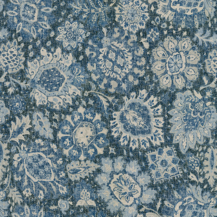 Heriz Medallions Indigo 409321 by PKL Studio Fabric - Base:80%Polyester 20%Rayon Back:100%Latex CHINA 51000 Horizontal: 27 and Vertical: 27 54 - Fabric Carolina -
