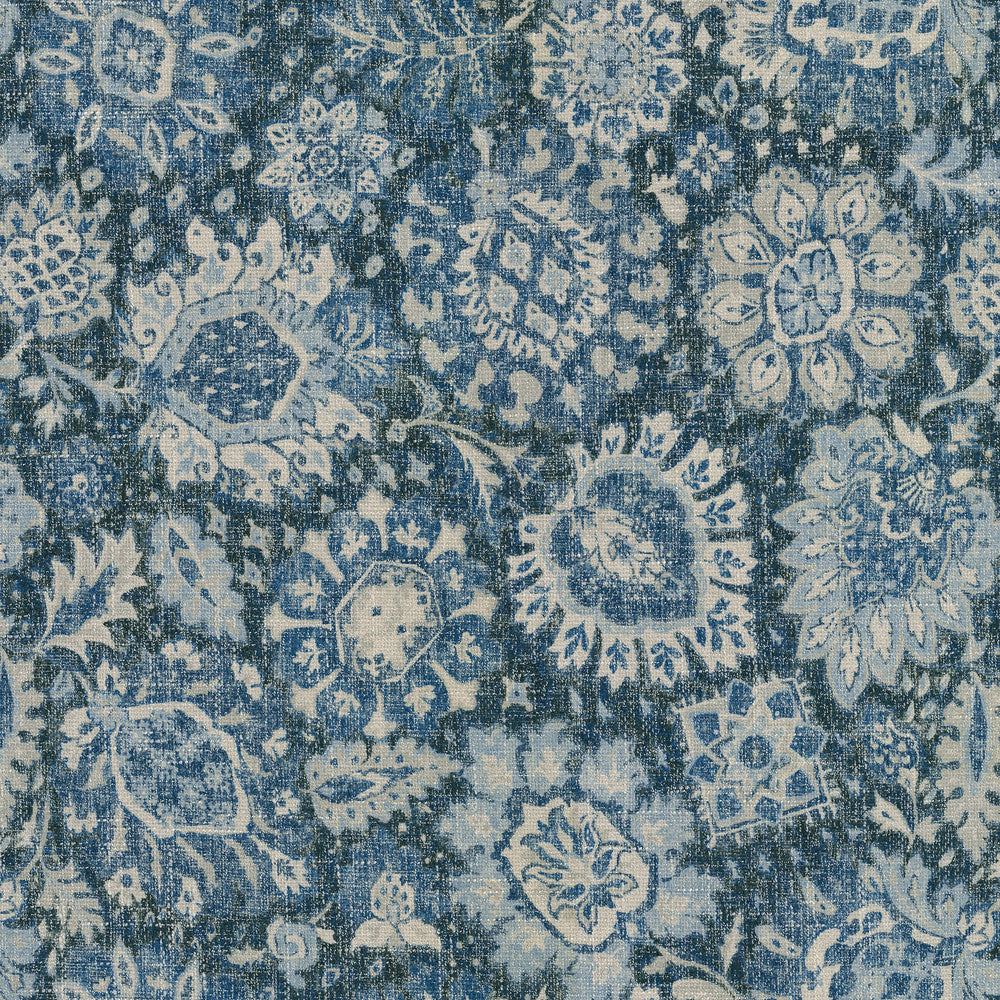 Heriz Medallions Indigo 409321 by PKL Studio Fabric - 90% Polyester 10% Rayon China 51000 Horizontal: 27 and Vertical: 27 54 - Fabric Carolina -