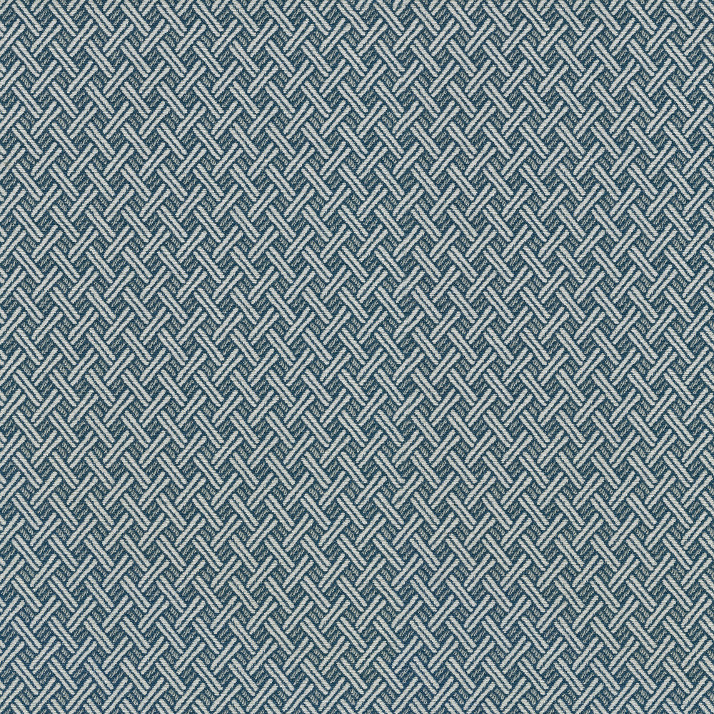 Fretwork Indigo 409381 by Performance Fabric - Base:73%Cotton 27%Polyester Back:100% light Acrylic CHINA 30000 Horizontal: 0.625 and Vertical: 0.75 54 - Fabric Carolina -