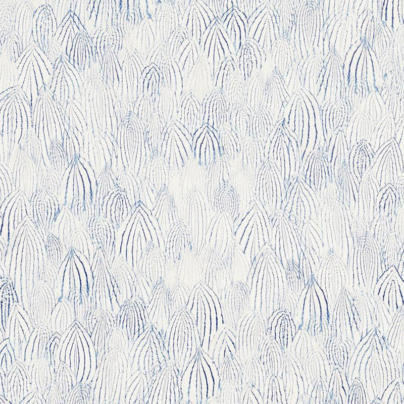 Feathers Indigo 5008611 by Schumacher Wallpaper Silver Lining Performance Wallcoverings 13.5" - Fabric Carolina -