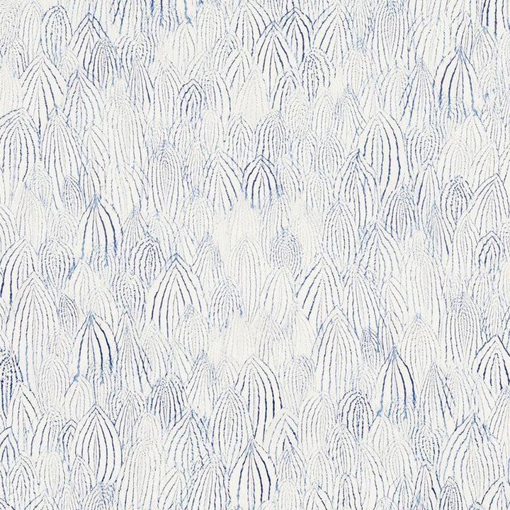 Feathers Indigo 5008611 by Schumacher Wallpaper Silver Lining Performance Wallcoverings 13.5" - Fabric Carolina -