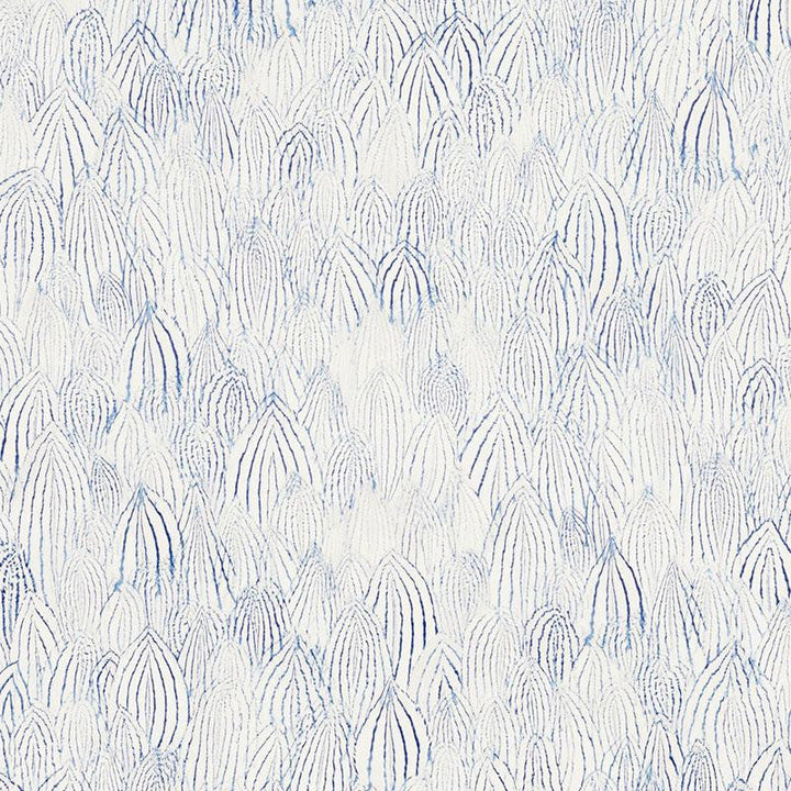 Feathers Indigo 5008611 by Schumacher Designer Wallpaper Silver Lining Performance Wallcoverings 13.5" - Swanky Fabrics -