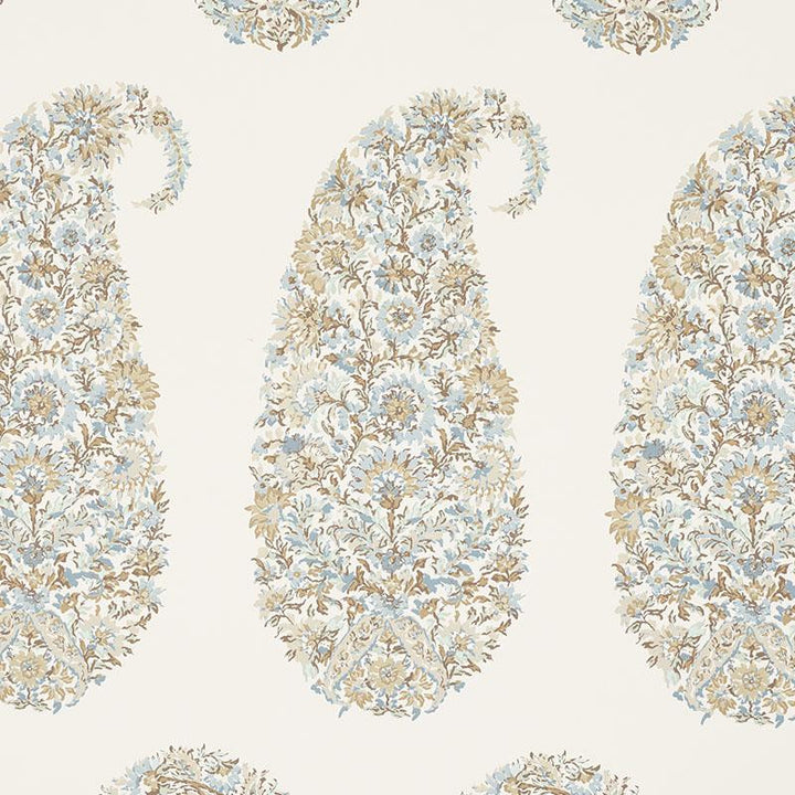 Shirala Paisley Aqua 5009971 by Schumacher Wallpaper Palampore 6.75" - Fabric Carolina -