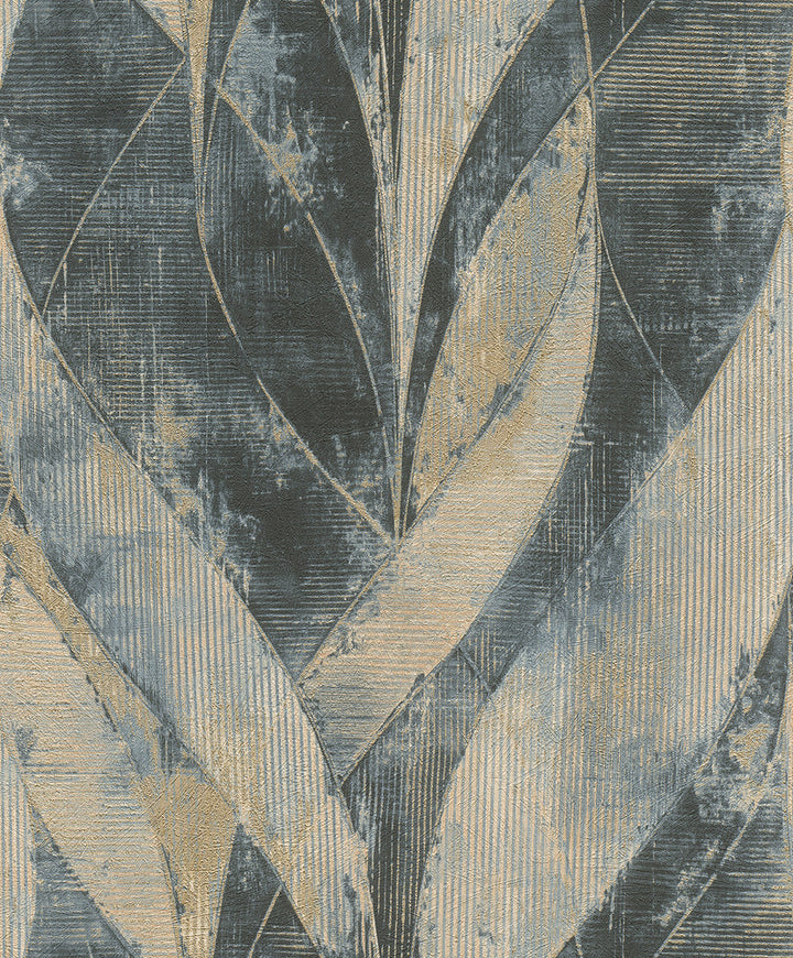 Blake Denim Leaf Wallpaper by Advantage Concrete Covers about 57.5 square feet 20.9-in by 33-ft long roll Unpasted 25.25 - Fabric Carolina -