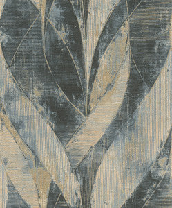 Blake Denim Leaf Wallpaper by Advantage