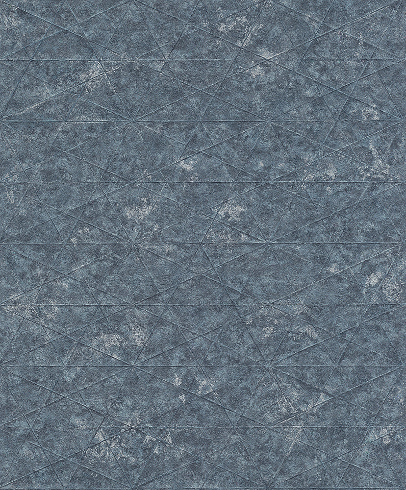 Seth Indigo Triangle Wallpaper by Advantage Concrete Covers about 57.5 square feet 20.9-in by 33-ft long roll Unpasted 5.9 - Fabric Carolina -