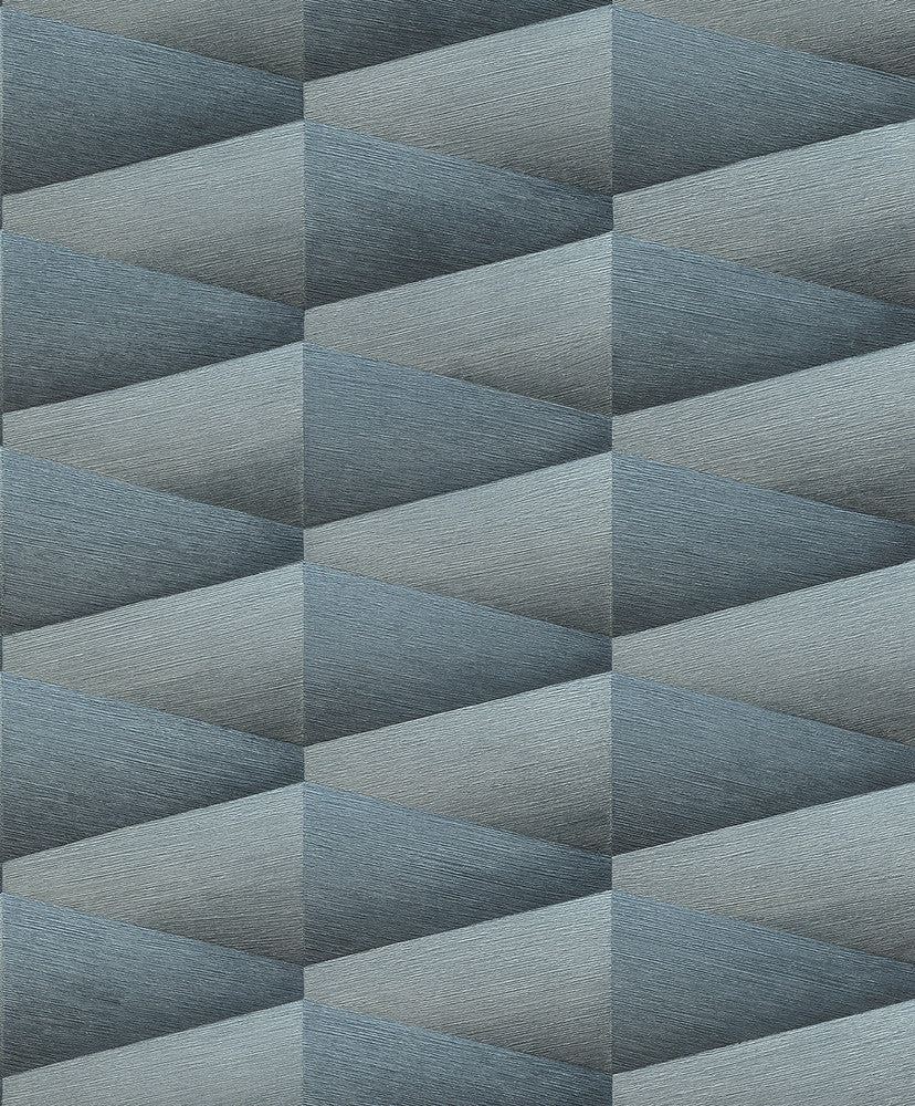 Shae Indigo Geo Wallpaper by Advantage Concrete Covers about 57.5 square feet 20.9-in by 33-ft long roll Unpasted 12.6 - Fabric Carolina -