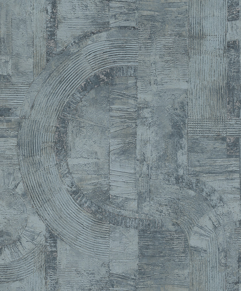 Abe Blue Geo Wallpaper by Advantage Concrete Covers about 57.5 square feet 20.9-in by 33-ft long roll Unpasted 12.6 - Fabric Carolina -