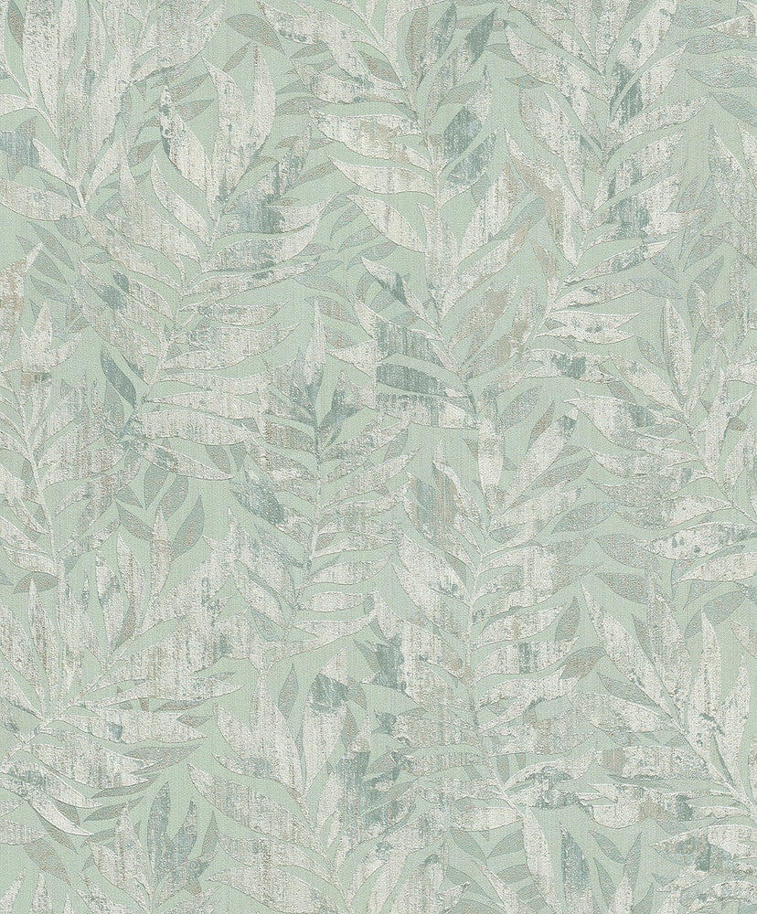 Beck Green Leaf Wallpaper by Advantage Concrete Covers about 57.5 square feet 20.9-in by 33-ft long roll Unpasted 12.6 - Fabric Carolina -