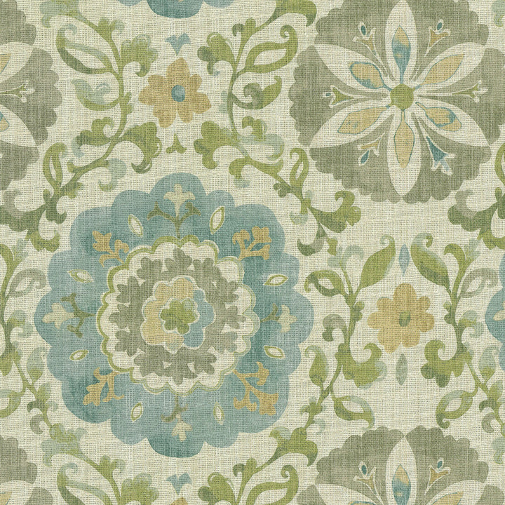 Soumak Suzani Vapor 410333 by PKL Studio Fabric - 100%Cotton PERU 22000 Horizontal: 13.5 and Vertical: 13.5 54 - Fabric Carolina -
