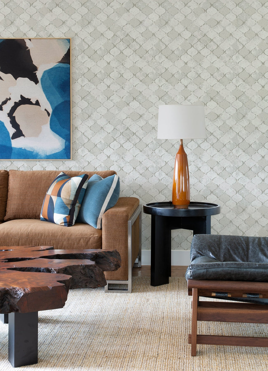Pilak Silver Ogee Tile Wallpaper by A-Street Prints Designer