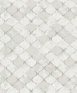 Pilak Silver Ogee Tile Wallpaper by A-Street Prints