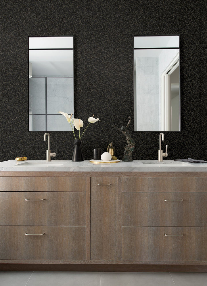 Bulan Black Abstract Lines Wallpaper by A-Street Prints Designer