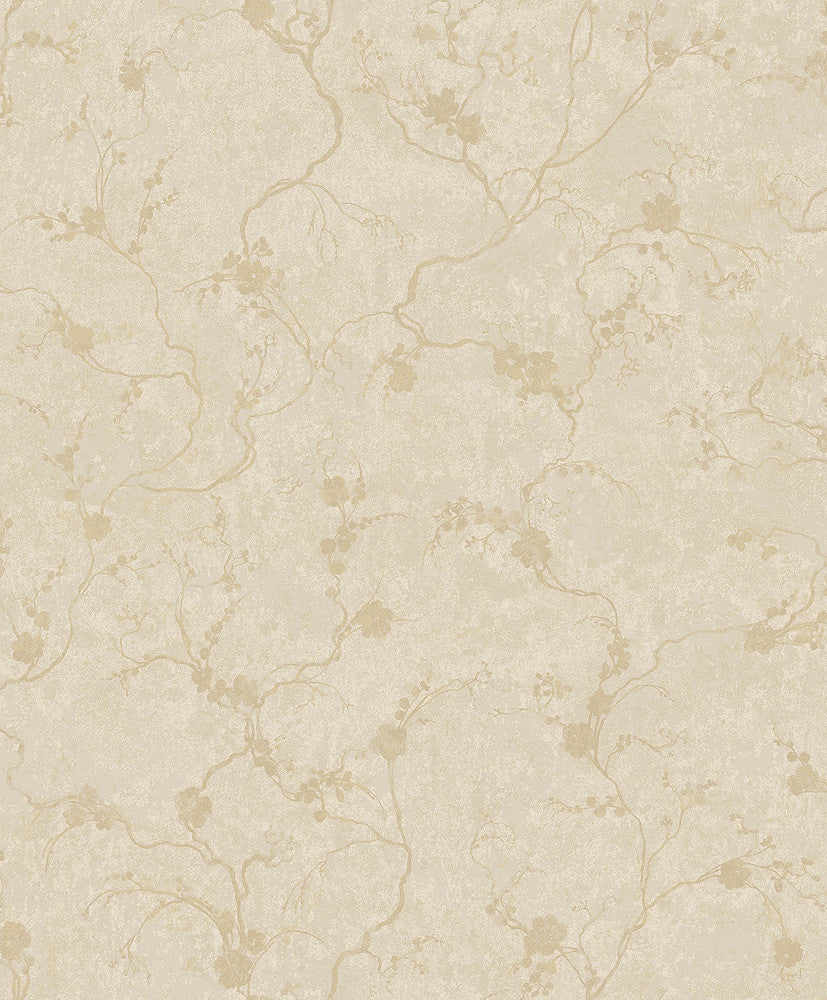 Mahina Gold Floral Vine Wallpaper by A-Street Prints Lumina Covers about 57.8 square feet 21-in by 33-ft long roll Unpasted 12.6 - Fabric Carolina -