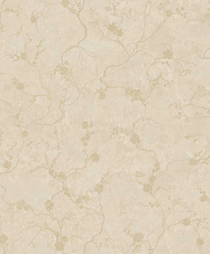Mahina Gold Floral Vine Wallpaper by A-Street Prints Lumina Covers about 57.8 square feet 21-in by 33-ft long roll Unpasted 12.6 - Fabric Carolina -
