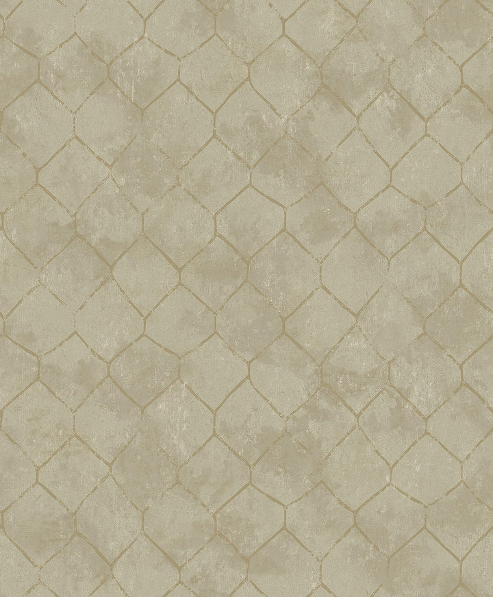 Rauta Gold Hexagon Tile Wallpaper by A-Street Prints Lumina Covers about 57.8 square feet 21-in by 33-ft long roll Unpasted 25.2 - Fabric Carolina -