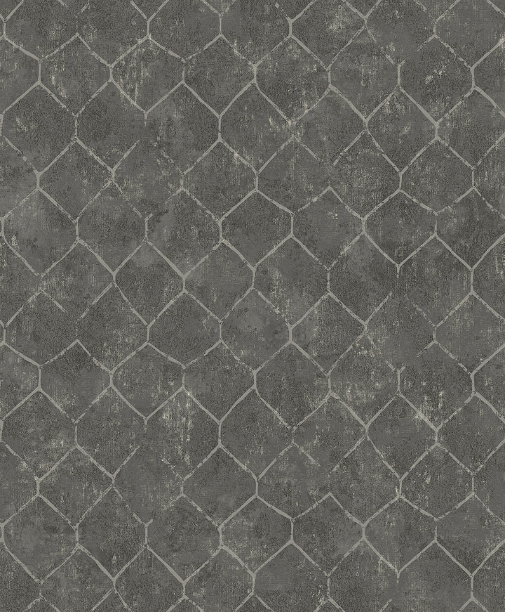 Rauta Pewter Hexagon Tile Wallpaper by A-Street Prints Lumina Covers about 57.8 square feet 21-in by 33-ft long roll Unpasted 25.2 - Fabric Carolina -