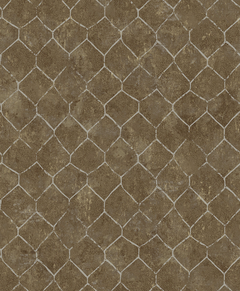 Rauta Brass Hexagon Tile Wallpaper by A-Street Prints Lumina Covers about 57.8 square feet 21-in by 33-ft long roll Unpasted 25.2 - Fabric Carolina -