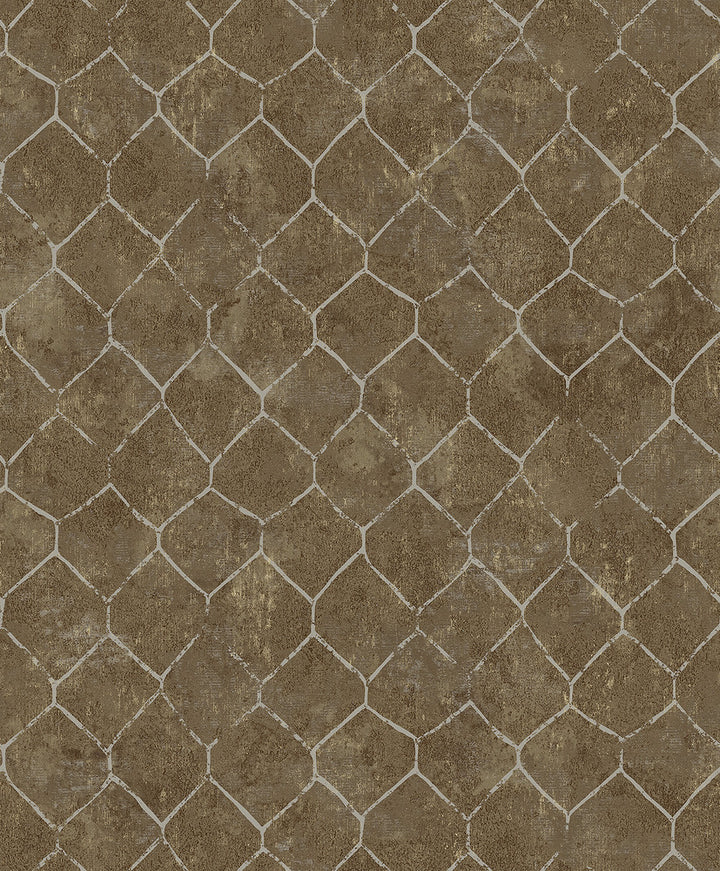 Rauta Brass Hexagon Tile Wallpaper by A-Street Prints Lumina Covers about 57.8 square feet 21-in by 33-ft long roll Unpasted 25.2 - Fabric Carolina -