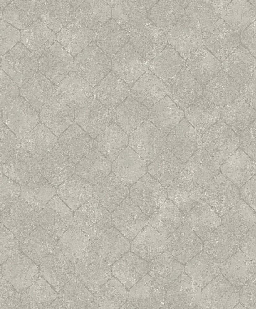 Rauta Silver Hexagon Tile Wallpaper by A-Street Prints Lumina Covers about 57.8 square feet 21-in by 33-ft long roll Unpasted 25.2 - Fabric Carolina -