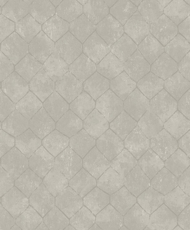 Rauta Silver Hexagon Tile Wallpaper by A-Street Prints Lumina Covers about 57.8 square feet 21-in by 33-ft long roll Unpasted 25.2 - Fabric Carolina -