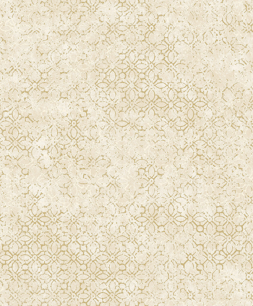 Khauta Champagne Floral Geometric Wallpaper by A-Street Prints Lumina Covers about 57.8 square feet 21-in by 33-ft long roll Unpasted 12.6 - Fabric Carolina -