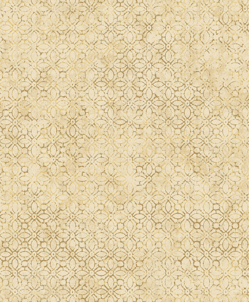 Khauta Gold Floral Geometric Wallpaper by A-Street Prints Lumina Covers about 57.8 square feet 21-in by 33-ft long roll Unpasted 12.6 - Fabric Carolina -