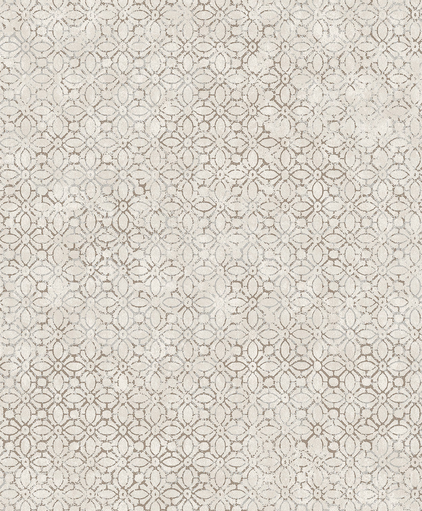 Khauta Silver Floral Geometric Wallpaper by A-Street Prints Lumina Covers about 57.8 square feet 21-in by 33-ft long roll Unpasted 12.6 - Fabric Carolina -