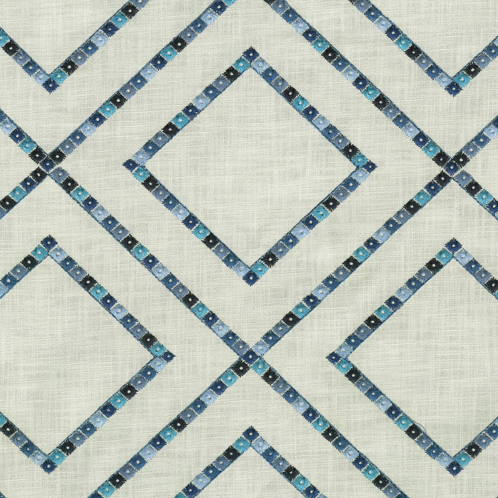 Beaded Lattice Porcelain 410512 by PKL Studio Fabric - 100% Cotton Embroid:100% Viscose INDIA 51000 Horizontal: 12.5 and Vertical: 11.5 55 - Fabric Carolina -
