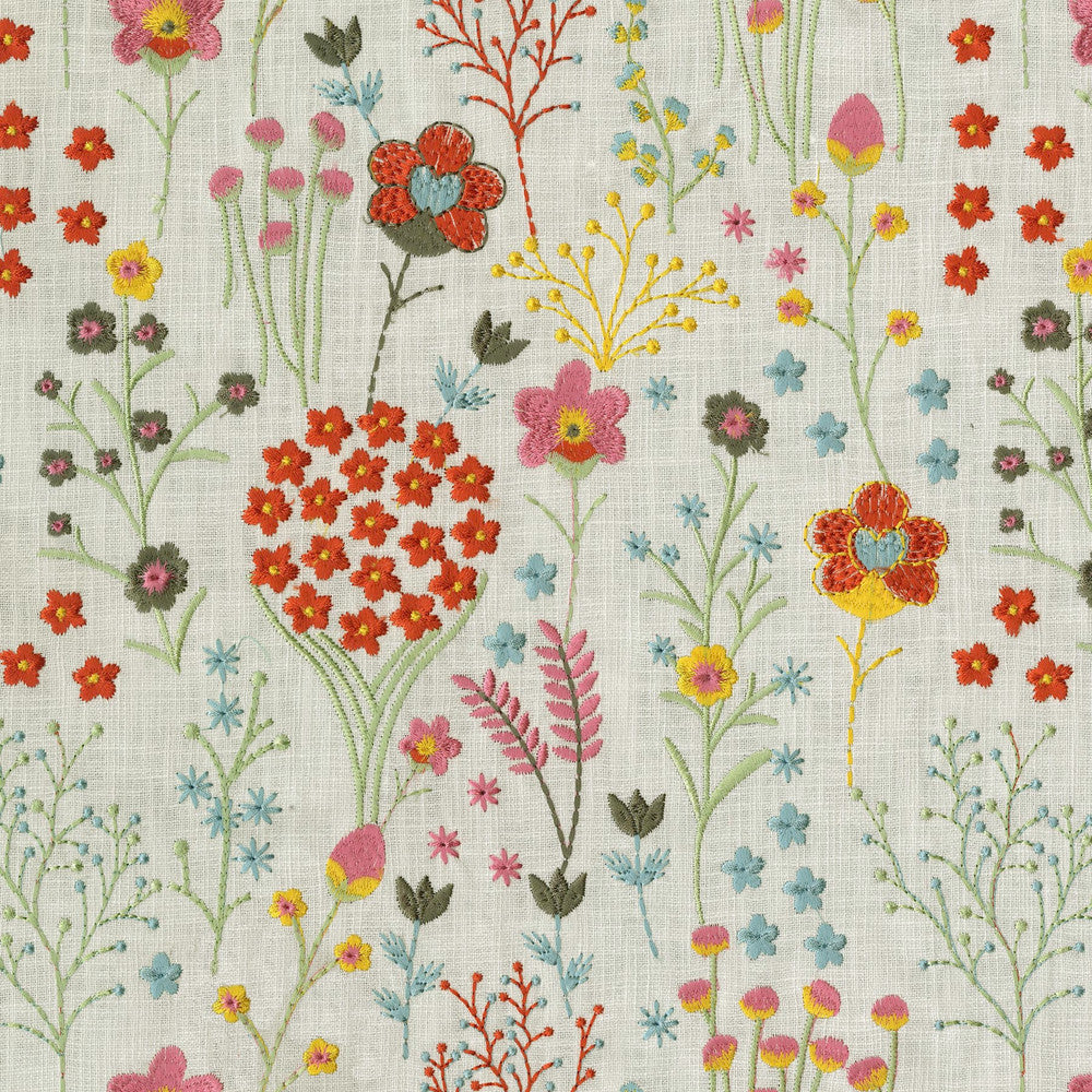 Floral Feast Emb Spring 410520 by PKL Studio Fabric Base 100% Cotton Emb 100% Viscose India 51000 Horizontal: 12.8 and Vertical: 15.3 55 - Fabric Carolina -